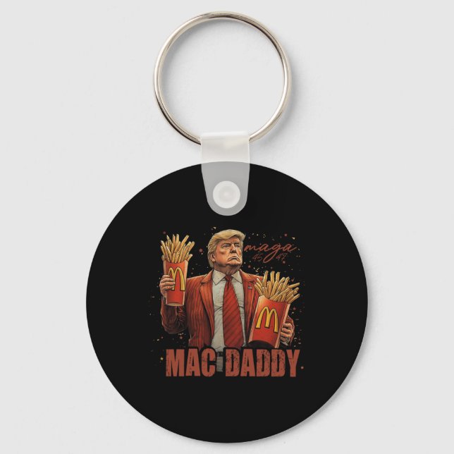 Funny Trump Mcdon 2024 Fast Food Mac Daddy Hamburg Schlüsselanhänger (Vorderseite)