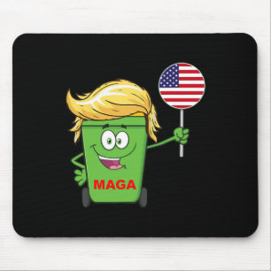 Funny Trump Mega Cartoon Garbage Can American Flag Mousepad