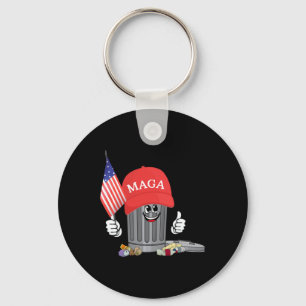 Funny Trump Mega Cartoon Garbage Can American Flag Schlüsselanhänger