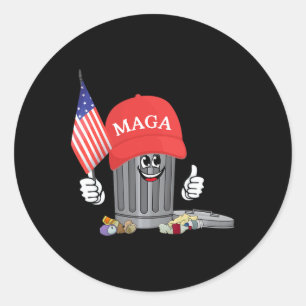 Funny Trump Mega Garbage Can Cartoon Charakter Ame Runder Aufkleber