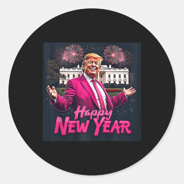Funny Trump Neues Jahr Party 2025 Trump Neues Jahr Runder Aufkleber (Vorderseite)