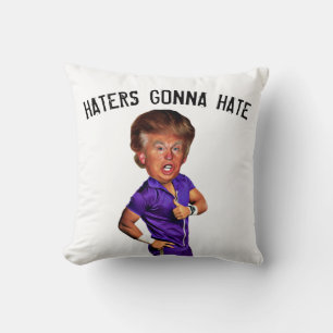 FUNNY TRUMP PILLOW, HATTER HASSEN HASSEN KISSEN