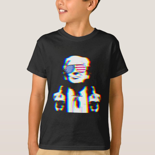 Funny Trump Psychedelic Edm Trippy Vaporwave Techn T-Shirt (Vorderseite)