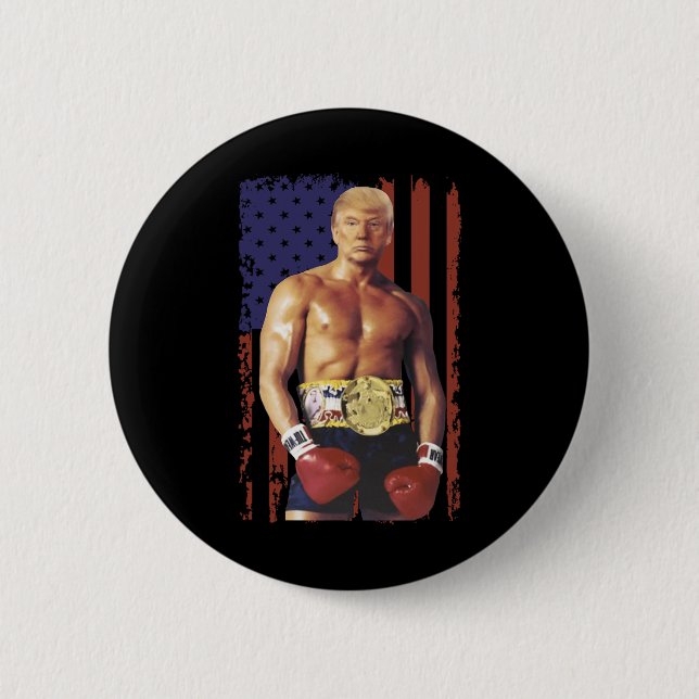 Funny Trump Rocky Boxing Meme Boxer Us Flag Patric Button (Vorderseite)