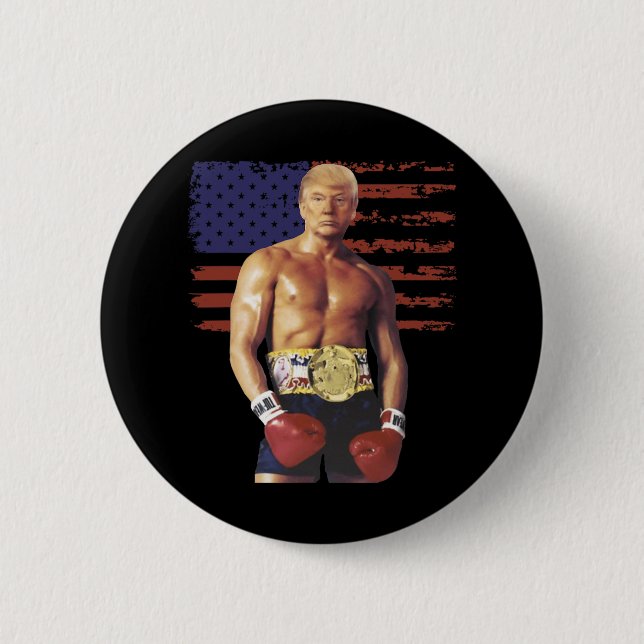 Funny Trump Rocky Boxing Meme Boxer Us Flag Patric Button (Vorderseite)