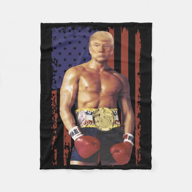 Funny Trump Rocky Boxing Meme Boxer Us Flag Patric Fleecedecke (Vorderseite)