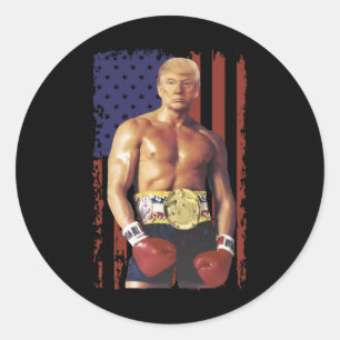 Funny Trump Rocky Boxing Meme Boxer Us Flag Patric Runder Aufkleber