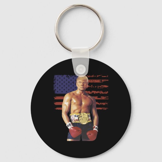 Funny Trump Rocky Boxing Meme Boxer Us Flag Patric Schlüsselanhänger (Vorderseite)