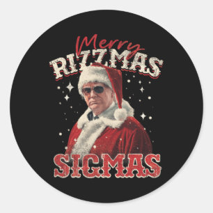 Funny Trump Santa Merry Rizzmas Sigmas Xmas Pajama Runder Aufkleber