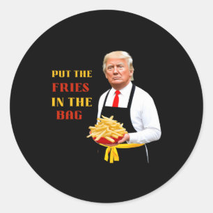 Funny Trump: Schnelle Nahrung bringt die Pommes Fr Runder Aufkleber