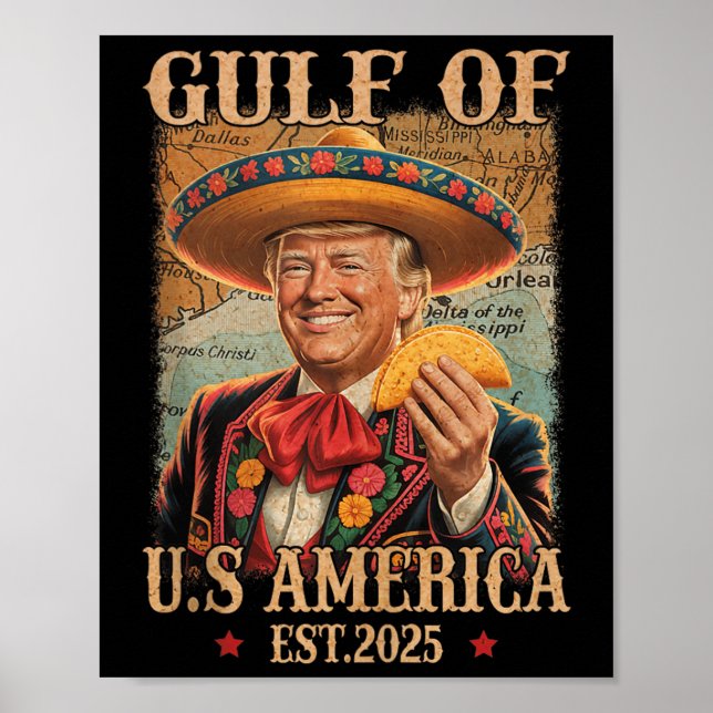 Funny Trump Shirt Americas Gulf Est 2025 Trump Mer Poster (Vorne)