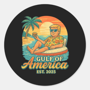 Funny Trump Shirt Gulf of US America Est 2025 1 Runder Aufkleber
