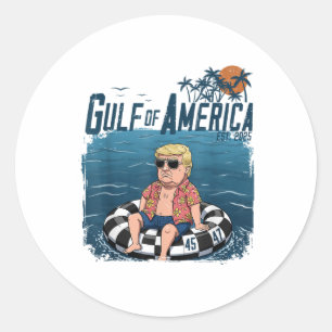 Funny Trump Shirt Gulf of US America Est 2025 4. Runder Aufkleber