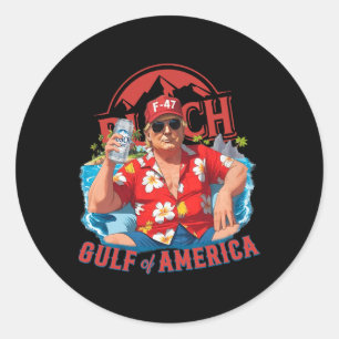 Funny Trump Shirt Gulf of US America Est 2025 Drin Runder Aufkleber