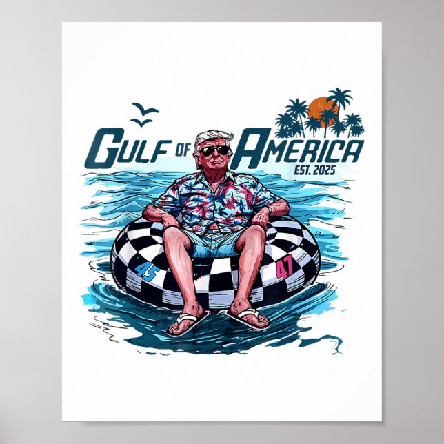 Funny Trump Shirt Gulf of US America Est 2025 Poster (Vorne)