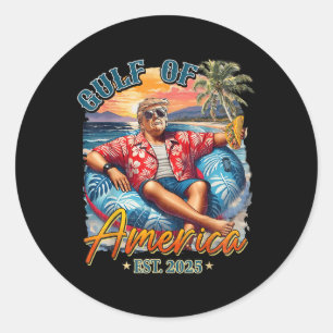 Funny Trump Shirt Gulf of US America Est 2025 Runder Aufkleber
