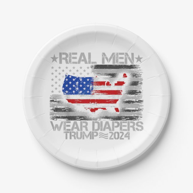 Funny Trump Shirt Real Men tragen Diapers Trump 20 Pappteller (Vorderseite)