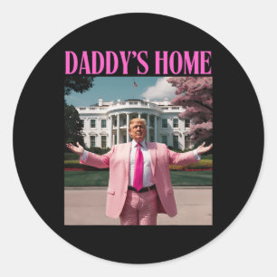 Funny Trump Shirt Zuhause Men Women Runder Aufkleber