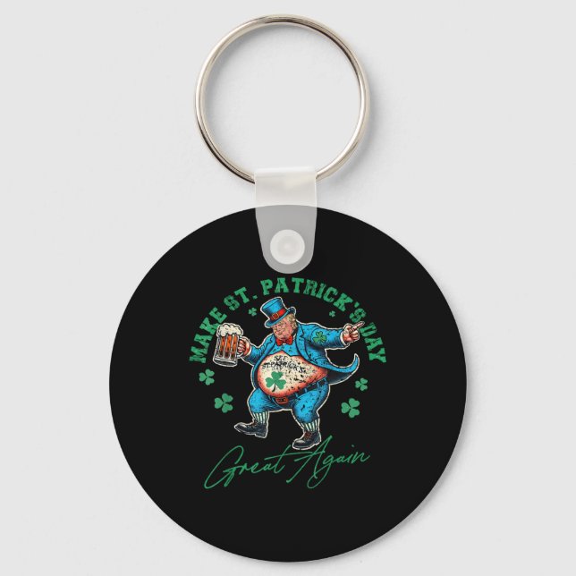 Funny Trump St Patricks Day Drinken Irish Men Wom Schlüsselanhänger (Vorderseite)
