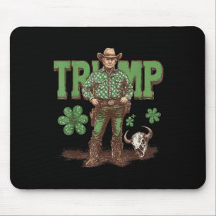 Funny Trump St Pattys Western Cowboy Trump Mousepad