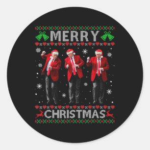 Funny Trump Tanz Frohe Weihnachten hässlich Weihna Runder Aufkleber