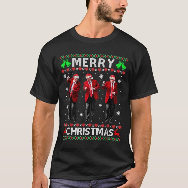 Funny Trump Tanz Frohe Weihnachten hässlich Weihna T-Shirt (Vorderseite)