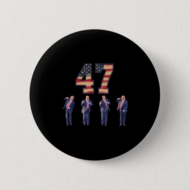 Funny Trump tanzt Amerika 47 Trump tanzt Men Wom Button (Vorderseite)