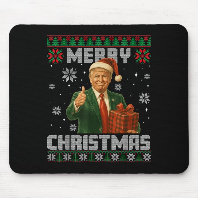 Funny Trump Ugly Xmas Sweater Make Christmas Great Mousepad (Vorne)