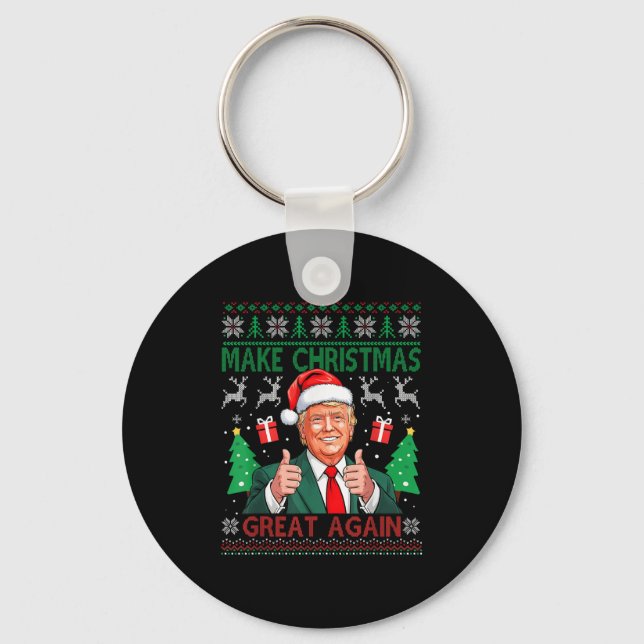 Funny Trump Ugly Xmas Sweater Make Christmas Great Schlüsselanhänger (Vorderseite)