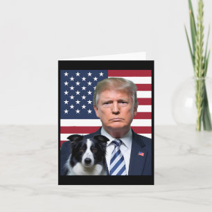 Funny Trump und Border Collie Dog Usa Flag Electin Karte