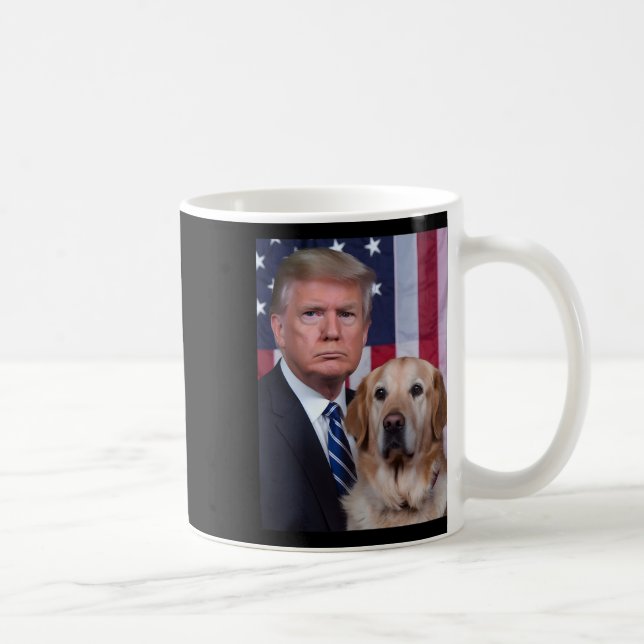 Funny Trump und Golden Retriever Hund US Flaggen E Kaffeetasse (Rechts)