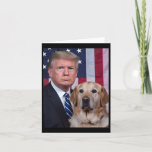 Funny Trump und Golden Retriever Hund US Flaggen E Karte