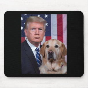 Funny Trump und Golden Retriever Hund US Flaggen E Mousepad