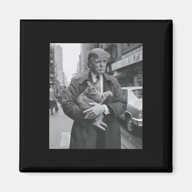 Funny Trump und Katze Magnet (Vorne)