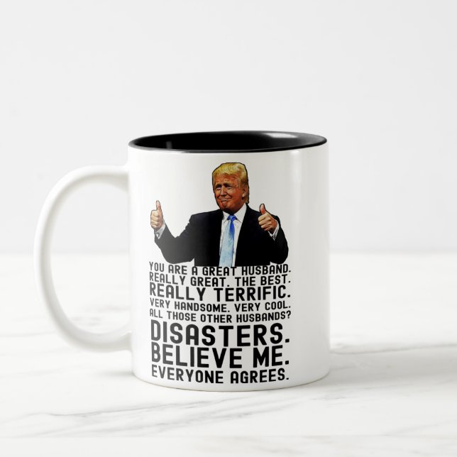 Funny Trump Vatertag Geschenk für Ehemann Zweifarbige Tasse (Links)