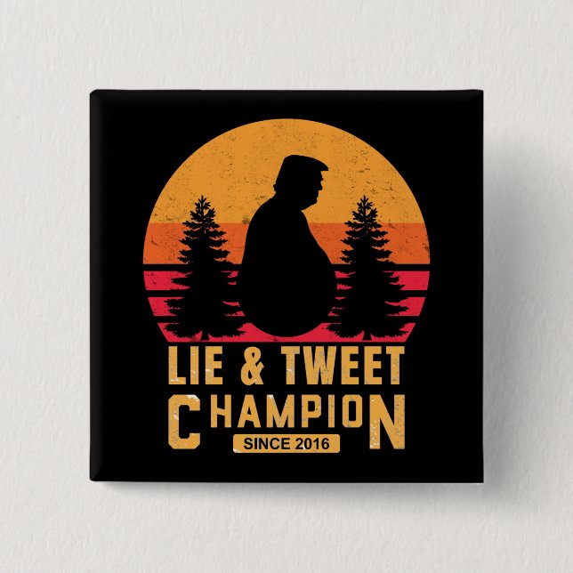 Funny Trump versteckt und sucht Lüge und Hitze Button (Vorderseite)