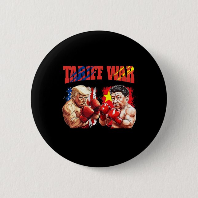 Funny Trump Vs Xi Jinping Boxing Match Button (Vorderseite)