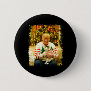 Funny Trump Weihnachts-Sweater für Katzenliebhaber Button