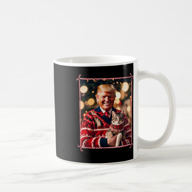 Funny Trump Weihnachts-Sweater für Katzenliebhaber Kaffeetasse (Rechts)