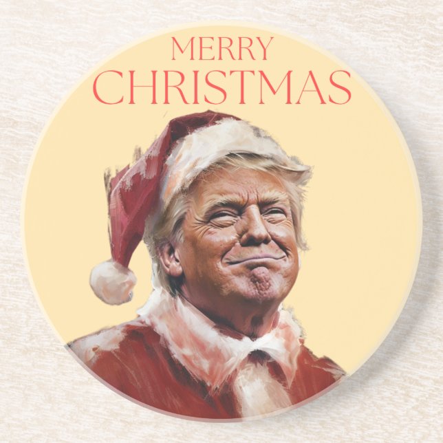 Funny Trump Weihnachtskarte Getränkeuntersetzer (Vorne)