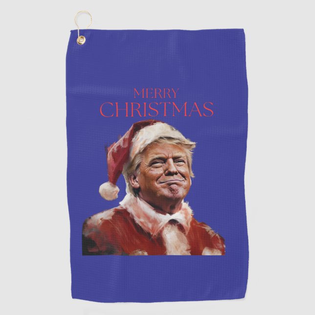 Funny Trump Weihnachtskarte Golfhandtuch (Vorderseite)