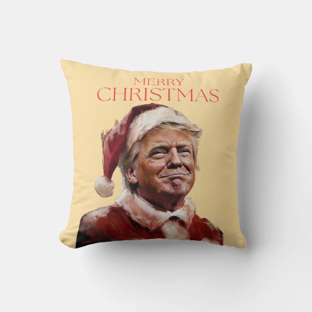 Funny Trump Weihnachtskarte Kissen (Vorderseite)
