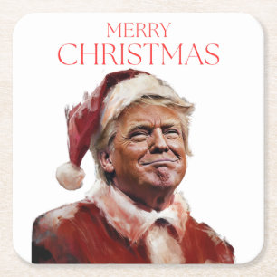 Funny Trump Weihnachtskarte Rechteckiger Pappuntersetzer