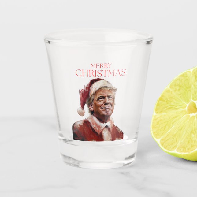 Funny Trump Weihnachtskarte Schnapsglas (Vorderseite)