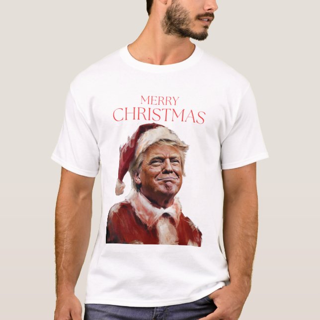 Funny Trump Weihnachtskarte T-Shirt (Vorderseite)