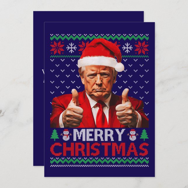 Funny Trump Weihnachtsmannmütze Frohe Weihnachten  (Vorne/Hinten)