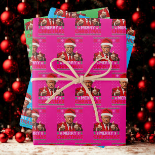 Funny Trump Weihnachtsmannmütze Frohe Weihnachten  Geschenkpapier Set