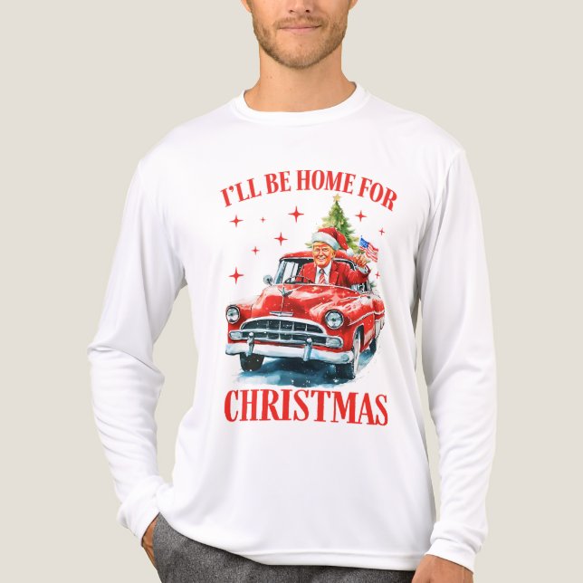 Funny Trump Weihnachtsmannmütze Ich werde zu Weihn Tri-Blend Shirt (Vorderseite)