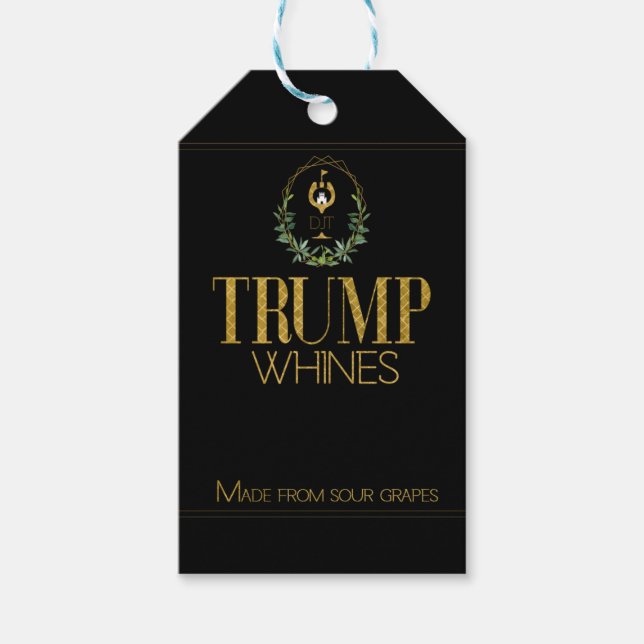 Funny Trump Whines Black Wine Geschenkanhänger (Vorderseite)