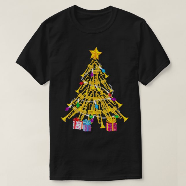 Funny Trumpet Christmas Tree Gift  Cool Xmas Trump T-Shirt (Design vorne)